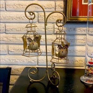 Vintage Owl Hanging Candle Holder